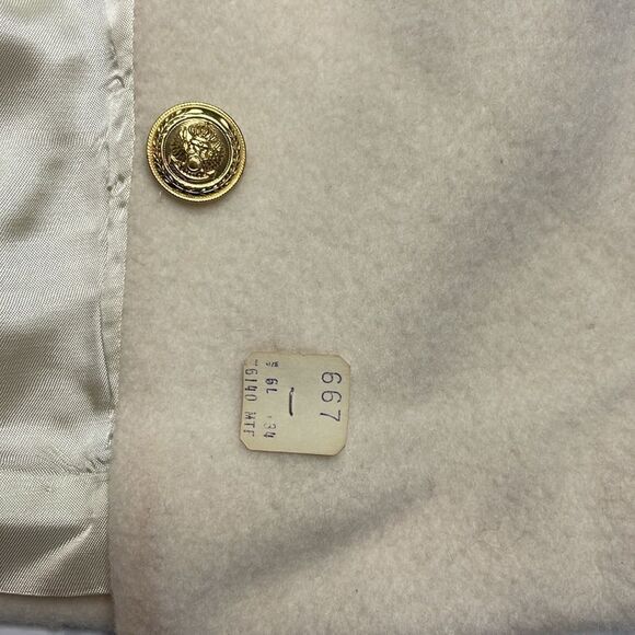 70s Vintage Ivory Wool Forecaster Coat military naval style double breasted Med - Picture 12 of 12